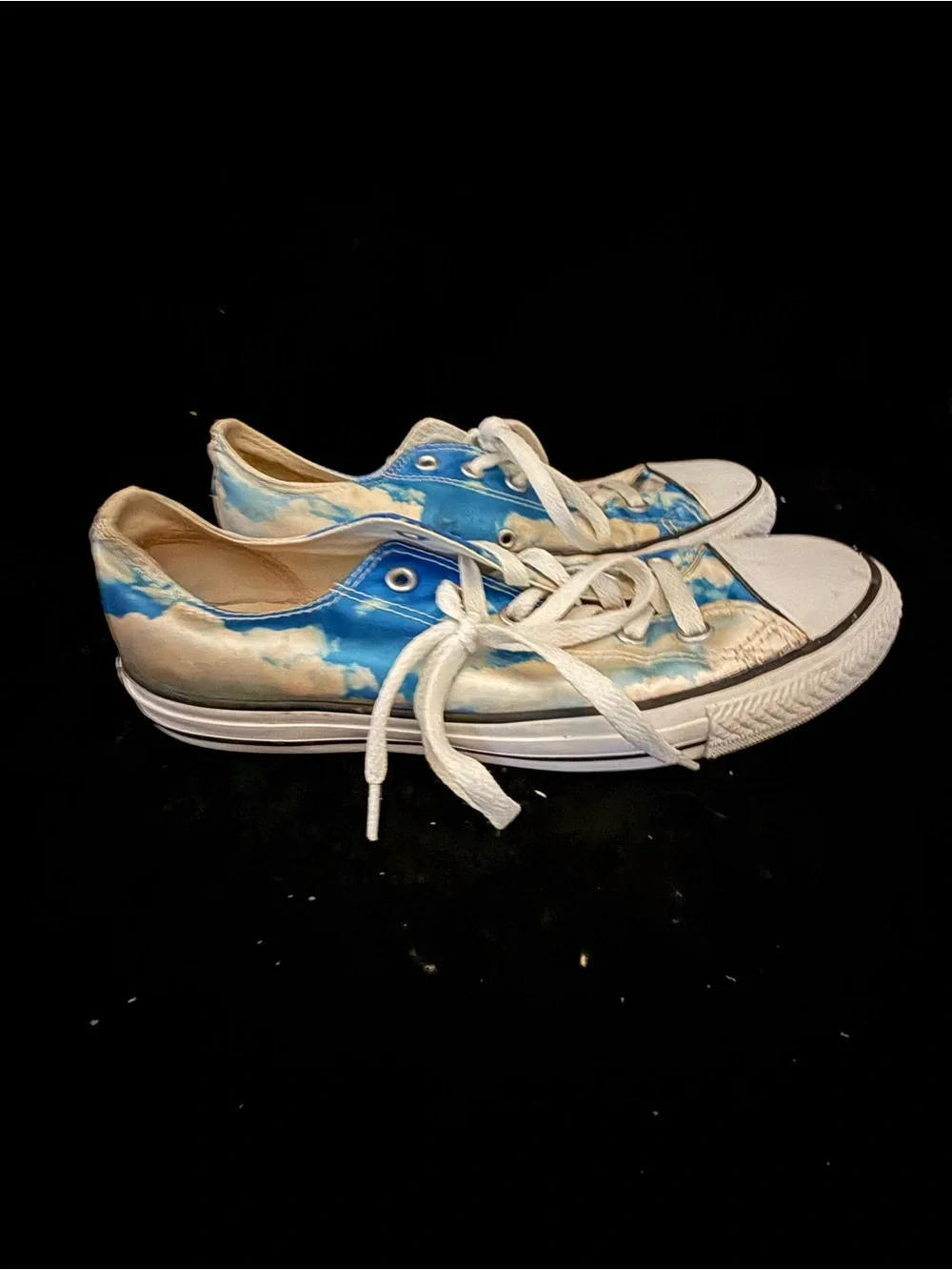 Converse Low-Top Satin Sneakers in Light Blue with White Clouds. Women’s size 9 - Picture 3 of 4